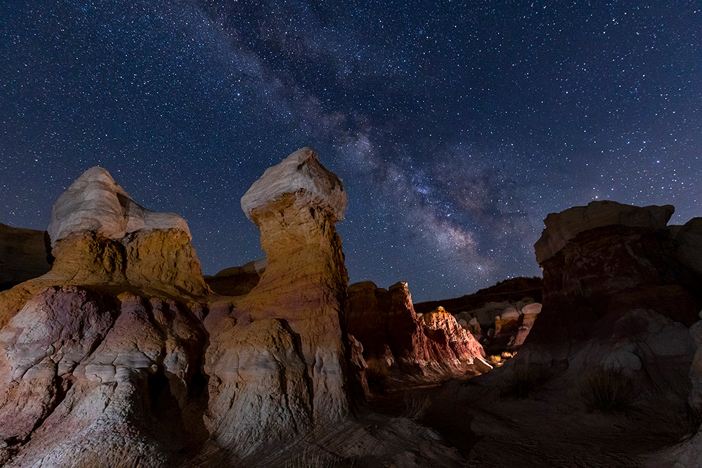 Paint Mines nighttime photography workshop in Paint Mines Colorado with Milky way in background